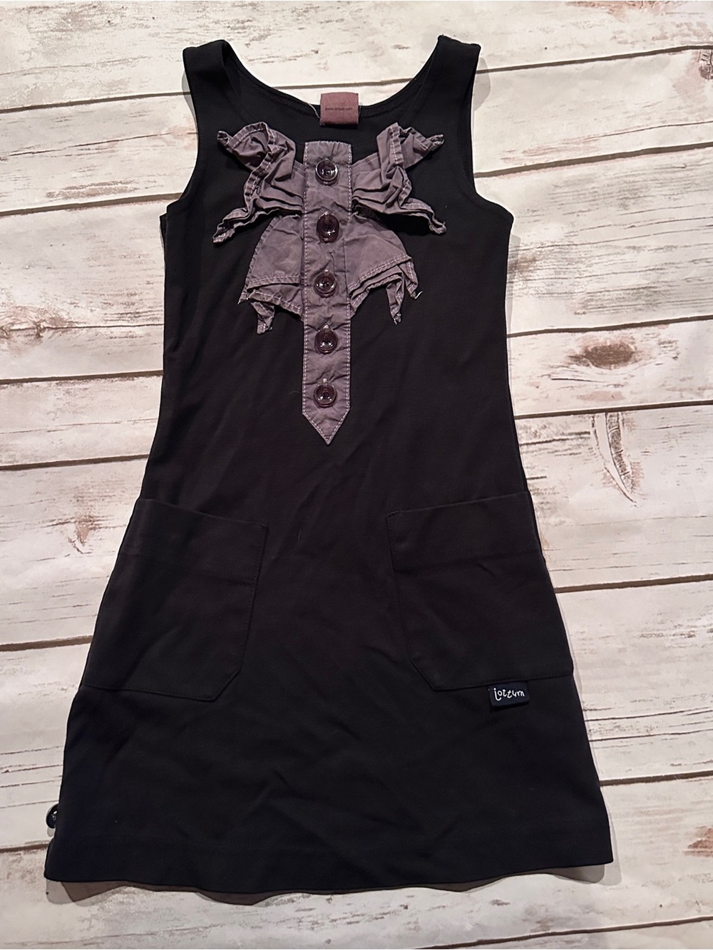 Jottum Black dress with gray bow vguc size 5